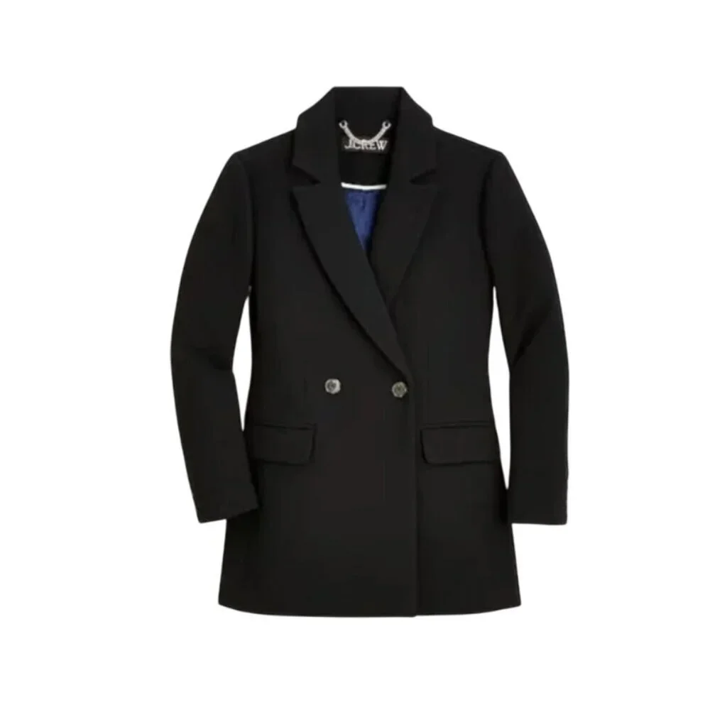NWT JCrew Evening Blazer Jacket Womens 4 Black Italian Double Cloth Wool BM426